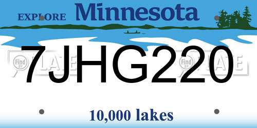 7JHG220 Minnesota License Plate