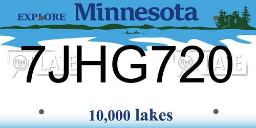 7JHG720 Minnesota License Plate