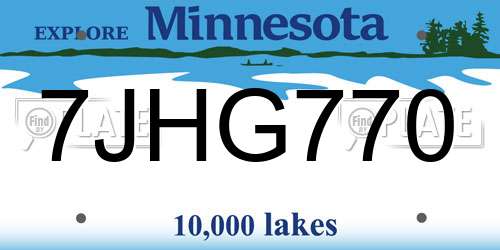 7JHG770 Minnesota License Plate