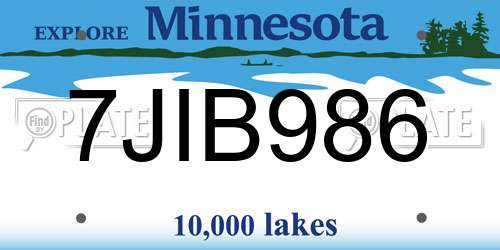 7JIB986 Minnesota License Plate