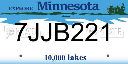 7JJB221 Minnesota License Plate