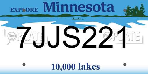 7JJS221 Minnesota License Plate