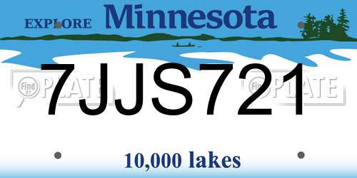 7JJS721 Minnesota License Plate