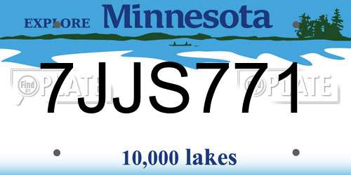 7JJS771 Minnesota License Plate
