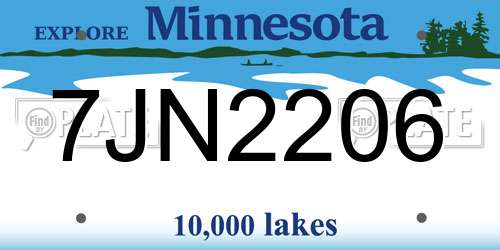 7JN2206 Minnesota License Plate