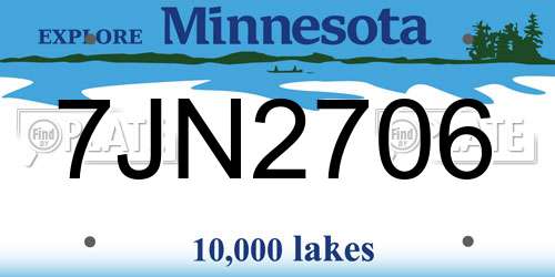7JN2706 Minnesota License Plate
