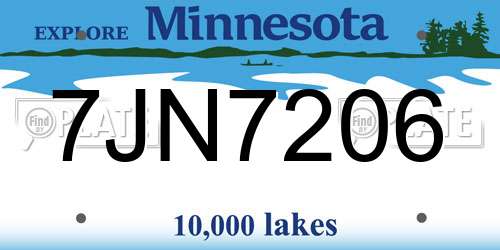 7JN7206 Minnesota License Plate