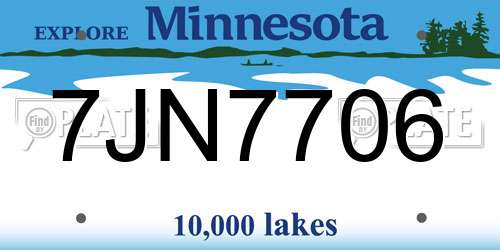 7JN7706 Minnesota License Plate
