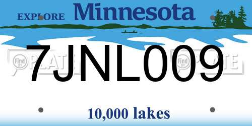7JNL009 Minnesota License Plate