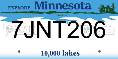 7JNT206 Minnesota License Plate