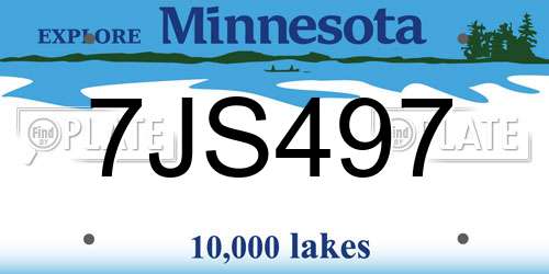 7JS497 Minnesota License Plate