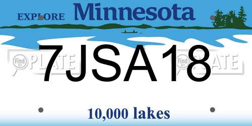 7JSA18 Minnesota License Plate