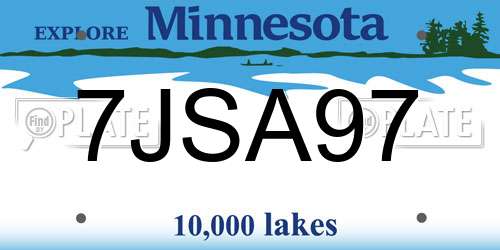 7JSA97 Minnesota License Plate