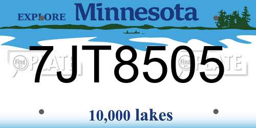 7JT8505 Minnesota License Plate