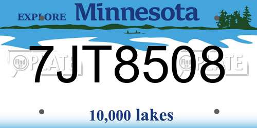 7JT8508 Minnesota License Plate