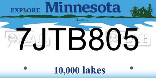 7JTB805 Minnesota License Plate
