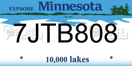 7JTB808 Minnesota License Plate