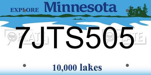 7JTS505 Minnesota License Plate