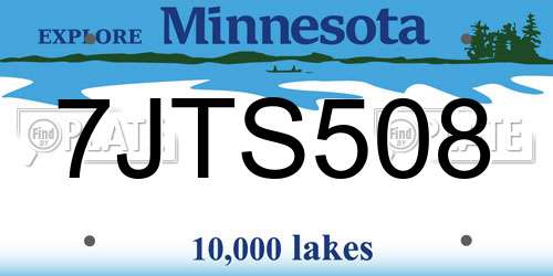 7JTS508 Minnesota License Plate