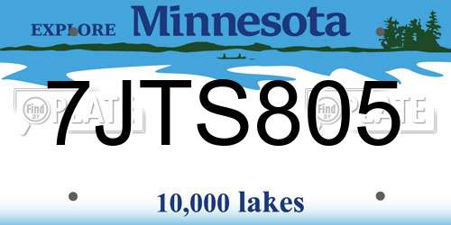 7JTS805 Minnesota License Plate