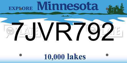 7JVR792 Minnesota License Plate