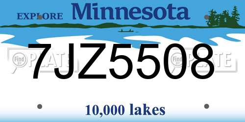 7JZ5508 Minnesota License Plate