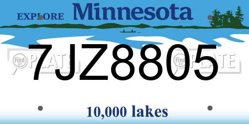 7JZ8805 Minnesota License Plate