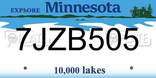 7JZB505 Minnesota License Plate