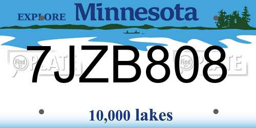 7JZB808 Minnesota License Plate