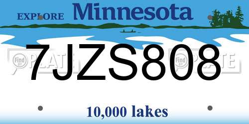 7JZS808 Minnesota License Plate