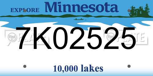 7K02525 Minnesota License Plate