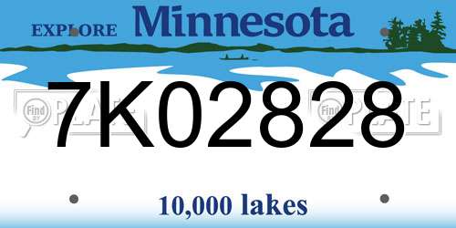 7K02828 Minnesota License Plate