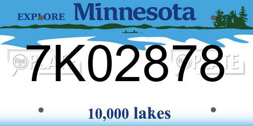 7K02878 Minnesota License Plate