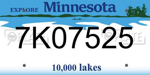 7K07525 Minnesota License Plate