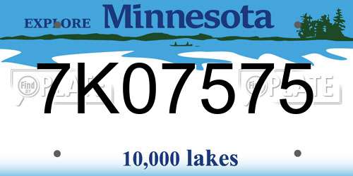 7K07575 Minnesota License Plate