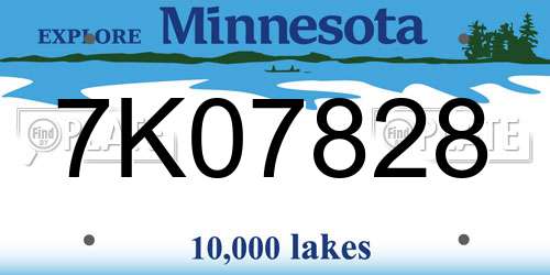 7K07828 Minnesota License Plate
