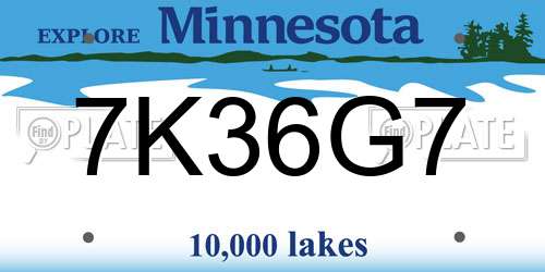 7K36G7 Minnesota License Plate