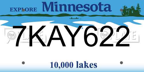 7KAY622 Minnesota License Plate