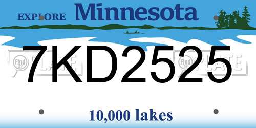 7KD2525 Minnesota License Plate