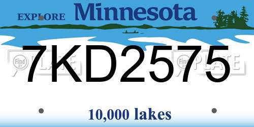 7KD2575 Minnesota License Plate