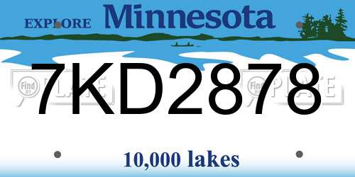 7KD2878 Minnesota License Plate