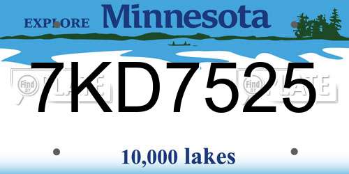 7KD7525 Minnesota License Plate