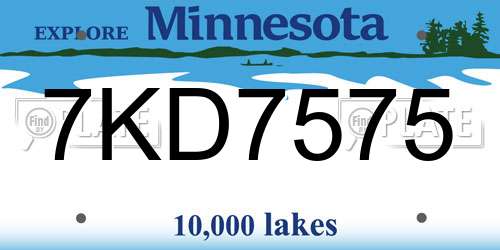 7KD7575 Minnesota License Plate