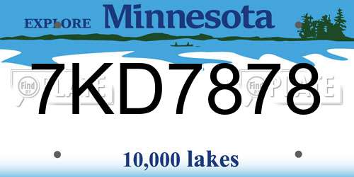 7KD7878 Minnesota License Plate