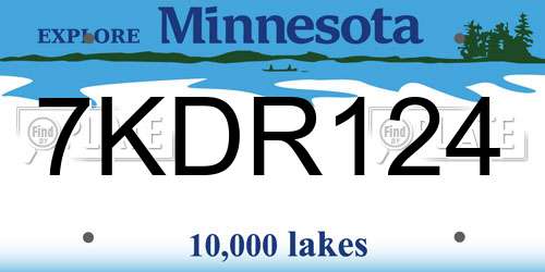 7KDR124 Minnesota License Plate