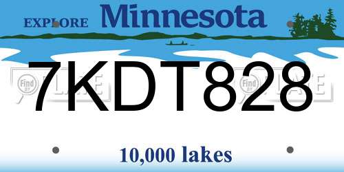 7KDT828 Minnesota License Plate