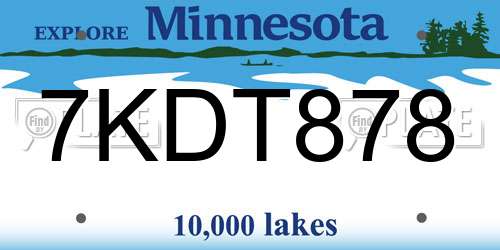 7KDT878 Minnesota License Plate