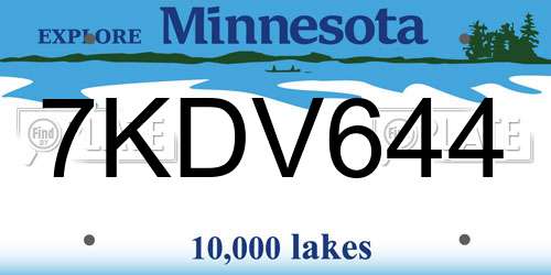 7KDV644 Minnesota License Plate