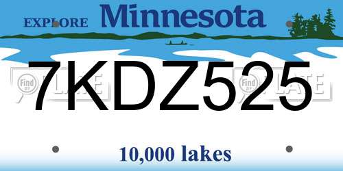 7KDZ525 Minnesota License Plate