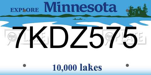 7KDZ575 Minnesota License Plate